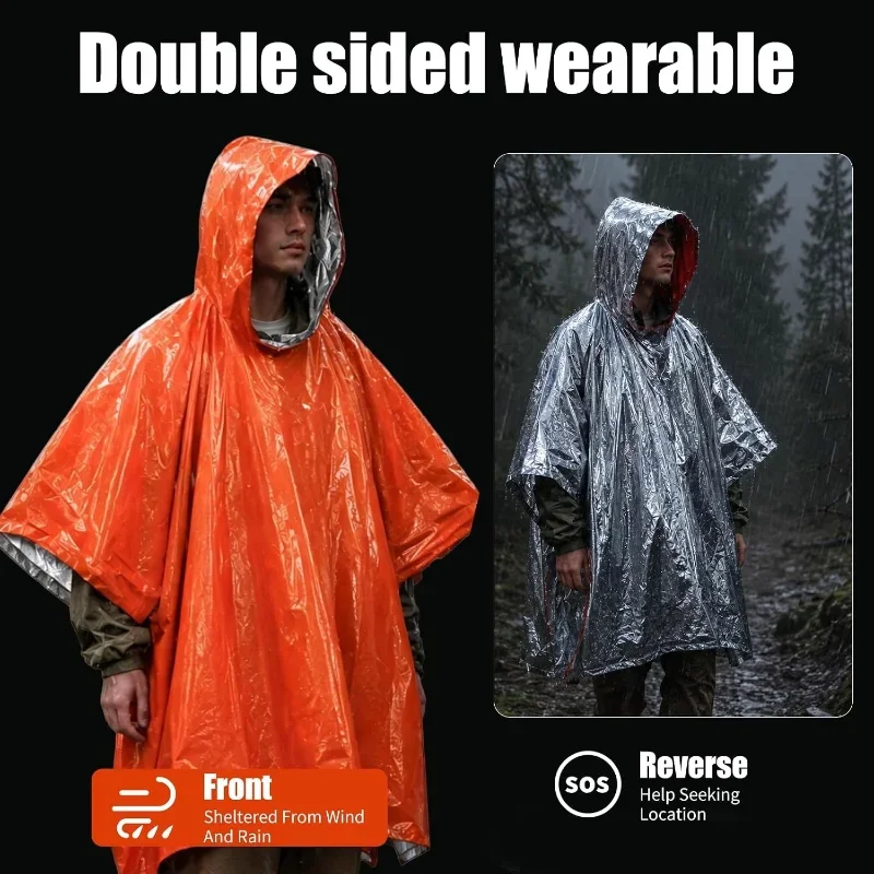 Hooded Emergency Rain Poncho W - Camping Rain Poncho review and price