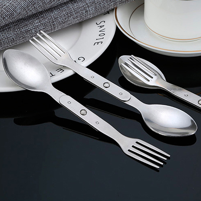 2-in-1 Fork Dessert Spoon Cutl - Outdoor Camping Dining Set review and price